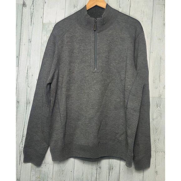 Tommy Bahama Mid Grey Knit Half Zip Contrast Stitching Sz L EST - Picture 1 of 6